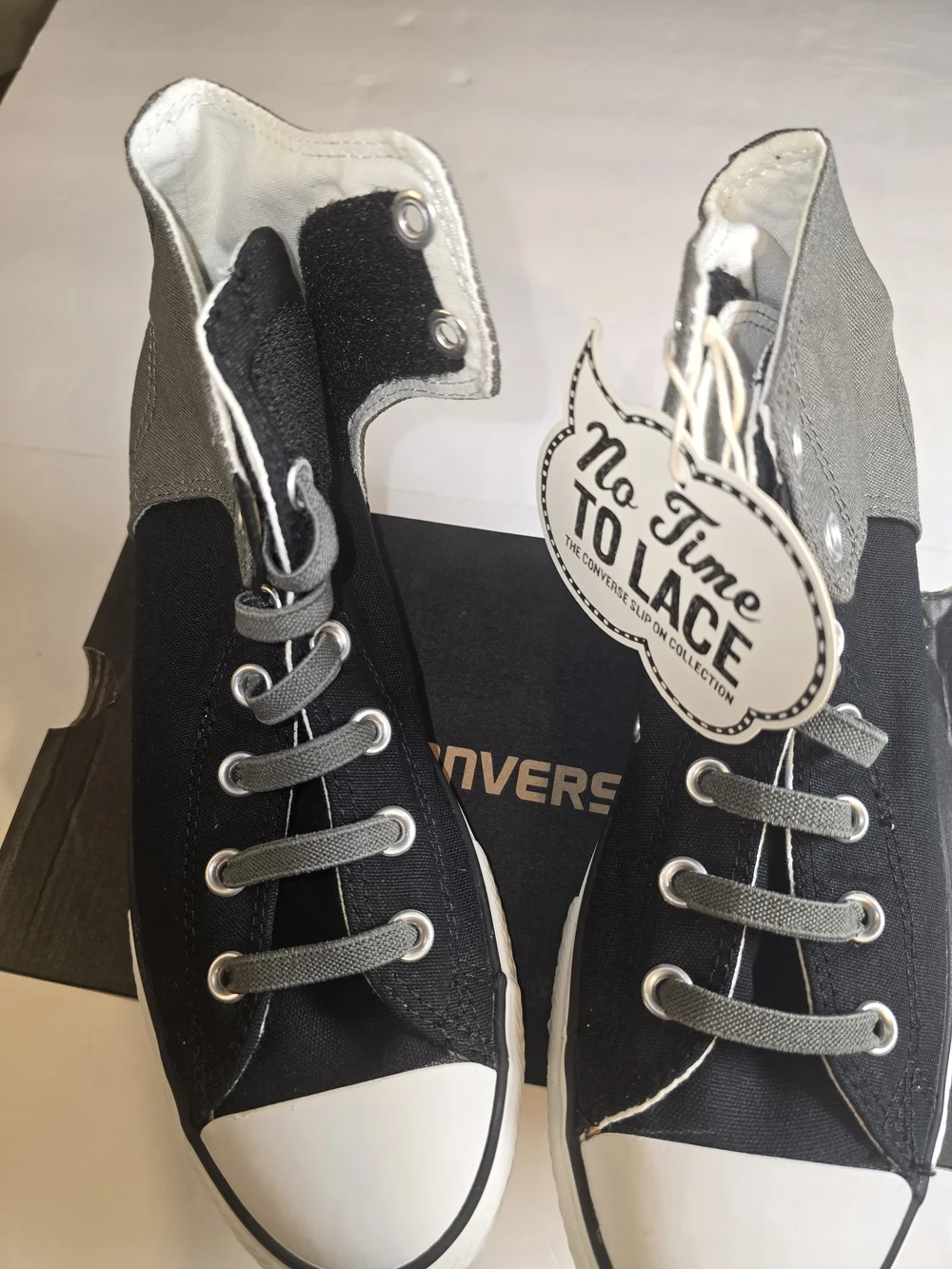 Converse Kids Black and Gray High Top Slip-On Sneakers